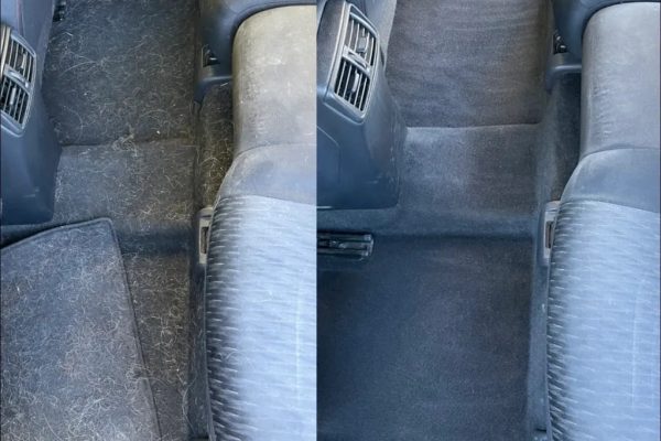 Interior Car Detailing Pet Hair Removal: Before and After